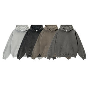 Sweat à capuche vintage délavé à l'acide pour hommes pull en coton éponge français motif imprimé sweats à capuche d'hiver pour hommes - Product Image 5