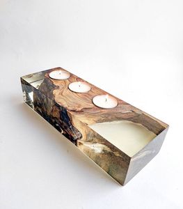 Nouveauté, cendrier moderne en résine époxy et bois de forme carrée au design portable, couleur personnalisée, avec logo, pour l'intérieur et l'extérieur - Product Image 2