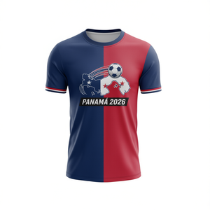 Maglia da Tifoso Unisex per i Mondiali di Calcio 2026 in Panama, Design con Bandiera Rossa, Bianca e Blu, T-Shirt da Calcio per il Giorno della Partita - Product Image 2