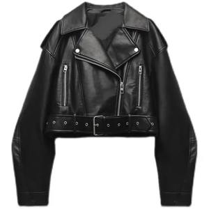 Nouvelle veste courte élégante pour femmes, veste en cuir PU multi-poches, streetwear, vente en gros, veste tendance hip-hop pour femmes - Product Image 1