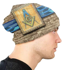 Egyptian Pyramid Square Compass Masonic Freemason Breathable <b>Waterproof</b> Customizable Knit <b>Beanie</b> Cap for Adults - Product Image 6