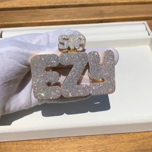 Colgante de Lujo con Letra EZH Personalizada, con Moissanita de 25 Quilates, Estilo Hip Hop, con Piedras Brillantes, Acabado en Oro sobre Plata 925, Premium - Product Image 6