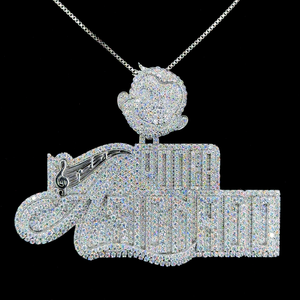 Colgante Cristiano de Plata de Ley 925 Personalizado, con Moissanita VVS de Corte Brillante, Letra con Nombre, Certificado, Personalizado en Oro de 10K - Product Image 2