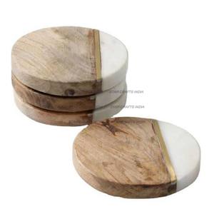 El mejor posavasos de resina de madera epoxi redondo cuadrado personalizado de alta calidad con juego de soporte para oficina y hogar de SCI - Product Image 3