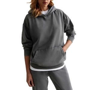 Sudaderas con capucha de lavado ácido personalizadas de la mejor calidad para mujer, nuevo diseño elegante con cremallera para invierno al por mayor - Product Image 2