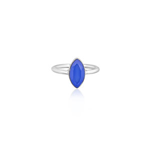 Bague empilable en argent sterling 925 la plus vendue, pierre précieuse en calcédoine bleue, bijoux plaqués argent, accessoires en gros, utilisation au doigt - Product Image 1