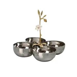 Ensemble de 2 bols et pots à servir pour fruits secs et noix, en bois de qualité supérieure, avec un travail de mosaïque en nacre, un look attrayant - Product Image 3