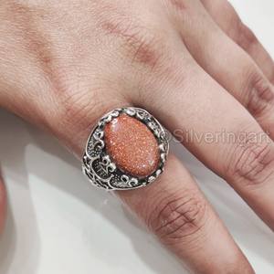 Nouvelle Arrivée Bague pour Homme en Pierre Naturelle Pierre de Soleil de Feu, Bague Pierre de Naissance, Toutes Tailles, Bijoux Vintage Ottoman, Bague en Argent Sterling 925 - Product Image 5