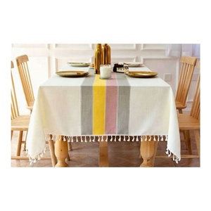 ODM OEM Accepted Custom All Tasseled Pattern Luxury Rectangle Table Cloth <b>100</b>% Organic Cotton GOTS Certificate Home Wedding - Product Image 2
