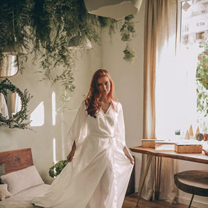 White Boho Maxi Dress with Bell <b>Sleeves</b> Summer Linen Wrap Dress Big Size and Plus Size Options Woven Weaving Method - Product Image 3