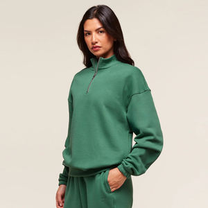 Pull-over zippé 1/4 pour femmes Sweatshirts verts Lift Logo personnalisé Qualité supérieure Choix parfait pour les détaillants et les acheteurs en gros - Product Image 1