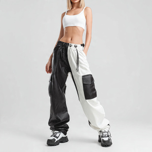 Pantalones de cuero de moda para mujer, ropa de calle, pantalón de cuero de motorista de invierno, pantalón de cuero PU de pierna ancha para mujer - Product Image 4