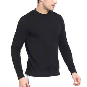 Sweat-shirt à col rond en polaire pour homme de haute qualité, motif uni tendance, haut d'hiver respirant à séchage rapide en polyester/coton - Product Image 1