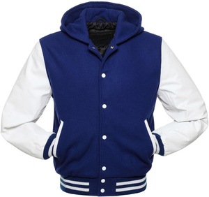 Custom <b>Men's</b> Vintage Wool Chenille Varsity <b>Jacket</b> Light Fleece Hood Embroidered Letterman Baseball Design Winter Pattern - Product Image 2