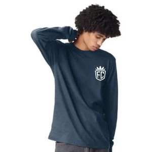 Camiseta de manga larga de color sólido para hombre, cuello redondo de algodón, informal, minimalista, para uso diario - Product Image 1