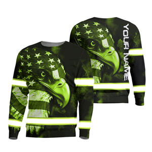 Camisas personalizadas Hi Vis de manga larga con águila y bandera de EE. UU., ropa de trabajo de seguridad reflectante para hombres - Product Image 1