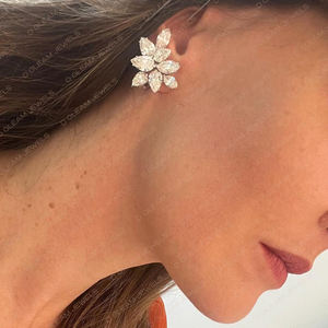 SGL Certified Yellow Moissanite Diamond 14K Gold Huggie Earrings Trendy Stud Engagement Gift Christian Wedding Anniversary - Product Image 2