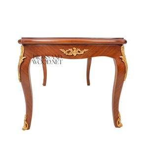 โต๊ะกาแฟไม้ทรงสี่เหลี่ยมหรูหรา พร้อมท็อปวีเนียร์ลายเพชร และตกแต่งด้วยทองเหลืองสีทอง สำหรับห้องนั่งเล่นสุดหรู - Product Image 5