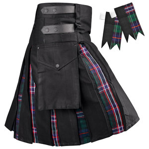 Kilts Utilitarios Híbridos de Venta Caliente 2026 para Hombre, Kilt Tradicional Escocés con Tartán Black Stewart - Product Image 1