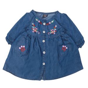 ชุดเดรสยีนส์ปักลายสำหรับเด็กผู้หญิง - สีฟ้า - Product Image 1