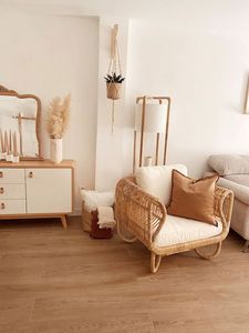 Respetuoso con el medio ambiente bastón de mimbre hecho a mano muebles para el hogar brazo silla de madera Papasan cojín tejido para Hotel restaurante sala de estar - Product Image 3