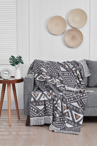 OEM Knitted Organic Jacquard <b>Throw</b> Blanket Manufacturer Custom Organic Cotton TV <b>Throw</b> Striped Solid Floral Geometric Four - Product Image 3