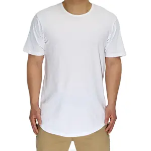 تي شيرت أبيض مصبوغ غير رسمي بشعار مخصص للرجال قميص elongongt للطلب بالجملة تي شيرت قطن سادة