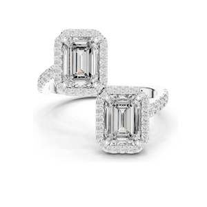Bague halo en diamant de laboratoire taille émeraude 2,4 carats pour femme, clarté VVS-VS EF, or 18 carats, 14 carats, 10 carats et argent 925, rose, jaune - Product Image 2