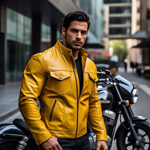 เสื้อแจ็กเก็ตหนังผู้ชายสีทึบคอตั้งกระเป๋ามอเตอร์ไซด์เสื้อแจ็กเก็ตหนังแฟชั่นสไตล์สตรีท - Product Image 4