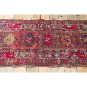 Tapis vintage, tapis d'appoint 2,9x7,2 pieds, tapis turc en laine géométrique rose - Product Image 3