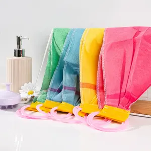 Polyester 105cm Coarse Deep Clean Back Scrubber Wash Cloth Japanese Bath Towel Exfoliating Body Washcloth Towel With Handle
