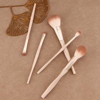 Ensemble de 10 pinceaux de maquillage à manche en bois nude, poils synthétiques doux en nylon, pour fond de teint, blush, fard à paupières, pinceaux cosmétiques, logo personnalisé