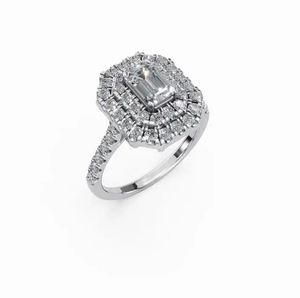 Bague Halo pour Femme en Argent Sterling avec Moissanite et Diamants, Sertissage Canal, pour Mariages, Fêtes, Anniversaires - Disponible en Gros - Product Image 5