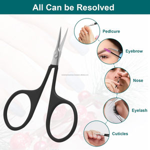 Ciseaux à cuticules professionnels en acier inoxydable noir, petits et courbés, style russe, pour éliminer les peaux mortes, soin des ongles - Product Image 5