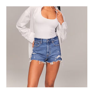 กางเกงยีนส์ขาสั้นแบบขาดสำหรับผู้หญิงกระโปรงผ้าเดนิมระบายอากาศเซ็กซี่ - Product Image 2