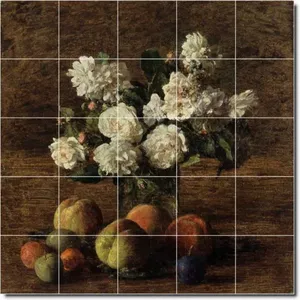 Henri fantin PT03202จิตรกรรมฝาผนังลายดอกไม้ขนาด60x60 (25) 12X12ภาพจิตรกรรมฝาผนังการออกแบบที่ซับซ้อนสำหรับตกแต่งบ้าน - Product Image 1