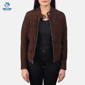 Chaqueta de moto de cuero genuino para mujer de calidad superior con forro de satén Reversible y diseño a prueba de viento-Venta caliente - Product Image 1