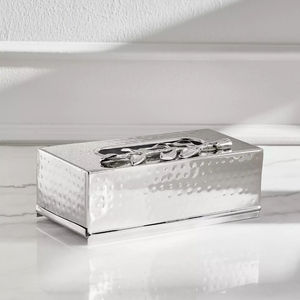 Cubierta de caja de pañuelos chapada en plata de diseño moderno hecho a mano con diseño de hojas decorativas caja de pañuelos de Mesa para el hogar o el hotel en venta - Product Image 2