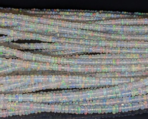 Haute Qualité 16 Pouces Long Naturel Blanc Éthiopien Opale Lisse Rondelle Perles 4mm Welo Fire Collection-Lustre Marque - Product Image 4