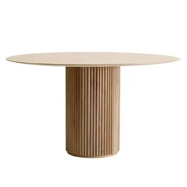 वाबी-साबी शैली गोल आकार पाइन लकड़ी की डाइनिंग टेबल डाइनिंग रूम के लिए आधुनिक डाइनिंग टेबल