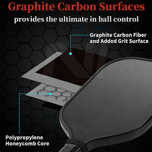 Raquettes de pickleball en fibre de carbone de haute qualité 2024, logo personnalisé, antidérapant, filet en nylon en fibre de carbone, taille standard, poignées - Product Image 3
