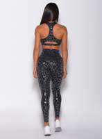 Leggings léopard noir brillant avec logo personnalisé en gros finition brillante taille haute nouveauté et vêtements de sport leggings de gymnastique à la mode pour les femmes