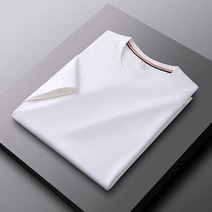 Camiseta de manga corta para hombre de verano 2024, Color sólido de alta calidad, cómoda sensación de hielo, estilo informal de negocios, logotipo frontal - Product Image 6