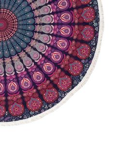 Tenture murale indienne dortoir Ombre thème rond plage jeter Roundie Mandala tapis de Yoga ethnique pur coton tapisserie avec frange dentelle ourlet - Product Image 3