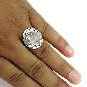 Natural Rose Quartz Gemstone 925 Sterling Silver Oval Shape Chunky <b>Ring</b> for Woman <b>Girls</b> Handmade Fine Jewelry Bulk Suppliers - Product Image 2