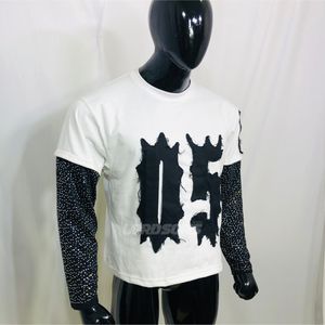 T-shirt homme 100% coton de haute qualité style vintage vieilli épaule tombante de haute qualité logo surdimensionné décontracté - Product Image 1