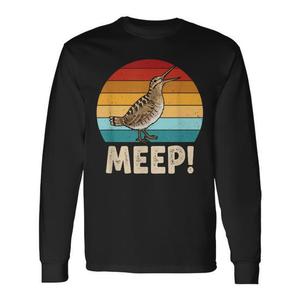 T-shirt vintage americana a maniche lunghe con stampa di un picchio e scritta 'Meep Bird', prodotto promozionale con meme 'Meep Bird' - Product Image 1