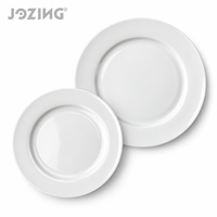Assiettes rondes en céramique blanche en gros, en stock, avec larges rebords, pour la maison et les restaurants