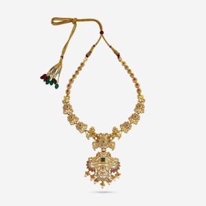 Silver Temple <b>Necklace</b> 178102 Gold Plated Ethnic Religious Style Floral Pattern Chain for Wedding & Gift - Product Image 3
