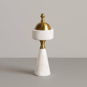 Luxury Marble <b>Bakhoor</b> Incense Burner Set with Gold Brass Arabic <b>Oud</b> Burner Decorative Tray For Ramadan Decor & Middle East Gulf - Product Image 2